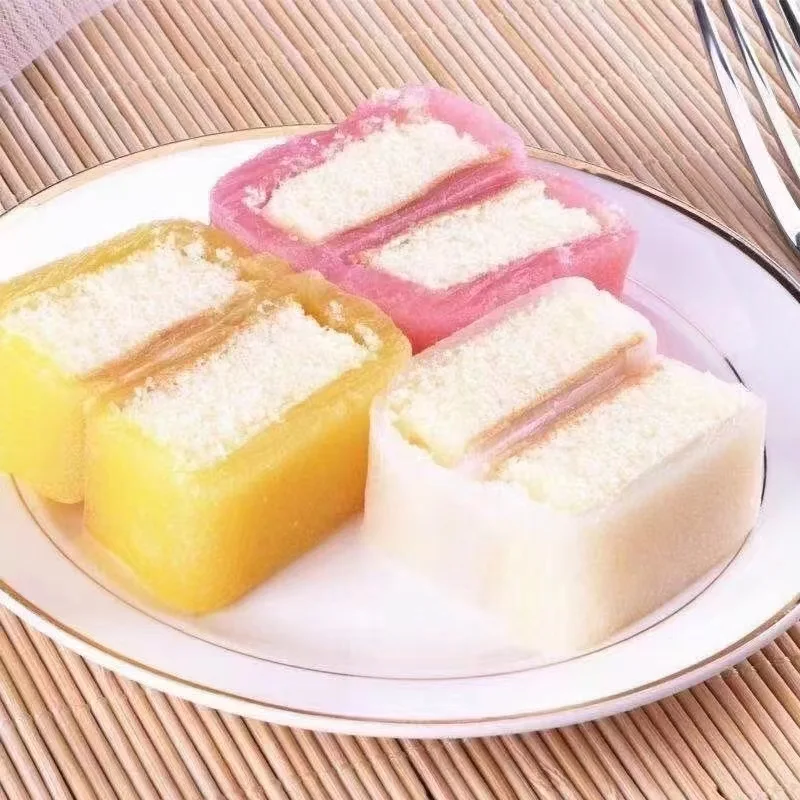 Snow-Skin Cake assortment on a plate